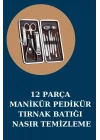 BFS 12 Parça Manikür Pedikür Seti Özel Deri Çanta El Ayak Bakımı Akne ve Sivilce Temizleme