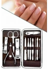 BFS 12 Parça Manikür Pedikür Seti Özel Deri Çanta El Ayak Bakımı Akne ve Sivilce Temizleme