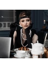 BFS   1920&amp;#39;ler Gatsby Aksesuar Seti – Siyah Charleston Saç Bandı, Uzun Eldiven &amp; Sigaralık