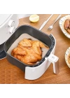 BFS  250 Adet Air Fryer Pişirme Kağıdı Tek Kullanımlık Hava Fritöz Yağ Geçirmez Yapışmaz Gıda Pişirme Kağıdı Delikli Kare Model