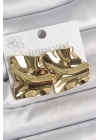 BFS 316 Çelik Gold Renk Dalgalı Plaka Kare Model Kadın Küpe