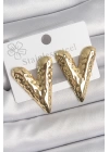 BFS 316 Çelik Gold Renk İşlemeli Kalp Model Kadın Küpe