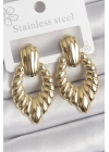 BFS 316 Çelik Gold Renk İşlemeli Motiif Model Kadın Küpe