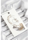 BFS 316L Çelik Dikdörtgen Figürlü Ve Zirkon Taşlı Gold Renk 7li Çift Kadın Küpe Set