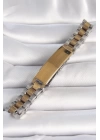 BFS 316L Çelik Gold Gümüş Renk Zincir Künye Model Erkek Bileklik