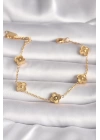 BFS 316L Çelik Gold Renk Baby Boy Yonca Model İşleme Detay Kadın Bileklik
