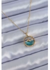 BFS 316L Çelik Gold Renk Balina Figür Kristal Taşlı Kadın Kolye