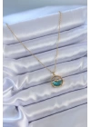 BFS 316L Çelik Gold Renk Balina Figür Kristal Taşlı Kadın Kolye