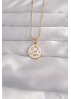 BFS 316L Çelik Gold Renk Beyaz Mineli Karışık Figürlü Tarot Kolye