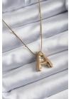 BFS 316L Çelik Gold Renk Bubble A Harf Model Kadın Kolye