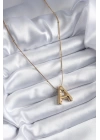 BFS 316L Çelik Gold Renk Bubble A Harf Model Kadın Kolye