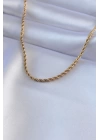 BFS 316L Çelik Gold Renk Burgu Model 45 cm Kadın Kolye