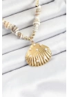 BFS 316L Çelik Gold Renk Deniz Kabuğu Modelli Kadın Kolye