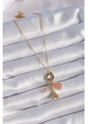 BFS 316L Çelik Gold Renk Eyfel Kulesi Fotoğraf Makinesi Figür Charm Model Kadın Kolye