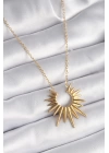 BFS 316L Çelik Gold Renk Güneş Model Vintage Kadın Kolye