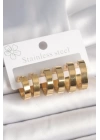 BFS 316L Çelik Gold Renk Halka Model Kadın Küpe Seti