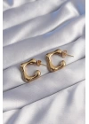 BFS 316L Çelik Gold Renk İçi Boş Bubble Kalp Küpe