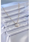 BFS 316L Çelik Gold Renk İncili Kalp Model Minimal Top Detay Kadın Kolye