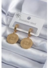 BFS 316L Çelik Gold Renk İşleme Detay Kadın Küpe