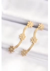 BFS 316L Çelik Gold Renk İtalyan Zincir Papatya Küpe