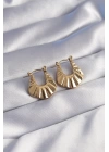 BFS 316L Çelik Gold Renk Kabartmalı Görünüm Küpe
