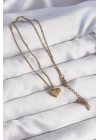 BFS 316L Çelik Gold Renk Kalp Model Love Kolye