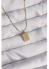 BFS 316L Çelik Gold Renk Kare Charm Model Kolye