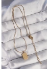 BFS 316L Çelik Gold Renk Kare Charm Model Kolye