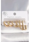 BFS 316L Çelik Gold Renk Kare Halka Model Kadın Küpe Seti