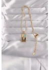 BFS 316L Çelik Gold Renk Karışık Mineli El Figür Tarot Kolye