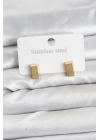 BFS 316L Çelik Gold Renk Külçe Altın Model Kadın Küpe
