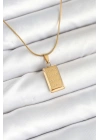 BFS 316L Çelik Gold Renk Külçe Altın Model Kolye