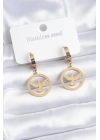 BFS 316L Çelik Gold Renk Kuş Model İşleme Detay Kadın Küpe