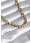 BFS 316L Çelik Gold Renk Lazer Kesim Arpa Zincir Model Kadın Kolye
