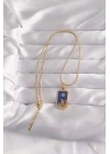 BFS 316L Çelik Gold Renk Mavi Mineli Kız Figür Tarot Kolye