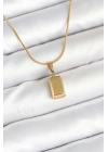 BFS 316L Çelik Gold Renk Mini Külçe Altın Model Kolye
