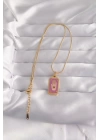 BFS 316L Çelik Gold Renk Mor Mineli El Figür Tarot Kolye