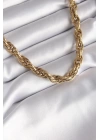 BFS 316L Çelik Gold Renk Örme Burgu Zincir Model Kadın Kolye