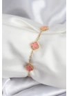 BFS 316L Çelik Gold Renk Pembe Baby Boy Yonca Kadın Bileklik