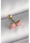 BFS 316L Çelik Gold Renk Pembe Fiyonk Model Tragus Piercing