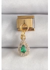 BFS 316L Çelik Gold Renk Sallantı Damla Yeşil Zirkon Taşlı Nomination Charm