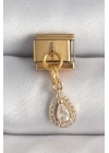 BFS 316L Çelik Gold Renk Sallantı Damla Zirkon Taşlı Nomination Charm