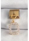 BFS 316L Çelik Gold Renk Sallantı Kare Zirkon Taşlı Nomination Charm