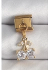 BFS 316L Çelik Gold Renk Sallantı Zirkon Taşlı Kiraz Model Nomination Charm