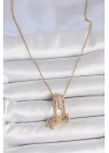 BFS 316L Çelik Gold Renk Sallantı Zirkon Taşlı Mor Taşlı Ayıcık Figür Charm Kadın Kolye