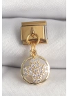 BFS 316L Çelik Gold Renk Sallantı Zirkon Taşlı Yonca Model Nomination Charm