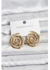 BFS 316L Çelik Gold Renk Sarmal Model Kadın Küpe