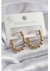 BFS 316L Çelik Gold Renk Topçuk Halka Model Kadın Küpe