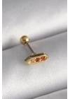 BFS 316L Çelik Gold Renk Turuncu Zirkon Taşlı Tragus Piercing