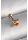 BFS 316L Çelik Gold Renk Turuncu Zirkon Taşlı Tragus Piercing